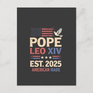Invitation Carte Postale Le pape Leo XIV est. Drapeau 4 juillet USA 2025