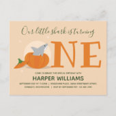 Invitation Carte Postale Le requin devient un Citrouille premier anniversai (Devant)