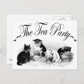 Invitation Carte Postale Le Tea Party Kittens (Devant / Derrière)