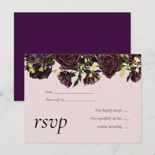 Invitation Carte Postale LeahG BUDGET Dark PLUM Rose Mariage