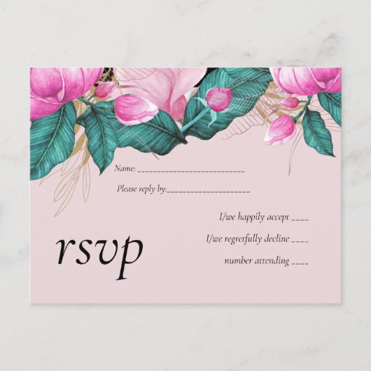 Invitation Carte Postale LeahG Budget Rose Roses Plum Moderne Mariage Chic (Devant)