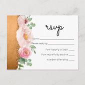 Invitation Carte Postale LeahG Rose de budget Gold Glam Mariage (Devant)