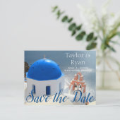 Invitation Carte Postale L'église de Santorin au soleil de l'après-midi. (Debout devant)