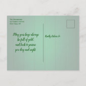 Invitation Carte Postale Leprechaun Casquette et Gold St. Patrick's Day (Dos)