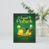 Invitation Carte Postale Leprechaun Casquette et Gold St. Patrick's Day (Debout devant)