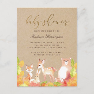 Invitation Carte Postale Les Amis Rustiques Du Baby shower Forestier