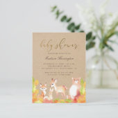 Invitation Carte Postale Les Amis Rustiques Du Baby shower Forestier (Debout devant)