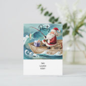 Invitation Carte Postale Les amoureux de la pêche Noël avec le Père Noël (Debout devant)