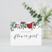 Invitation Carte Postale Les Blooms Rouges Bourgogne Seront-Vous Ma Fille F (Debout devant)