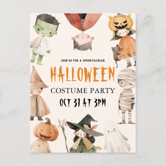 Invitation Carte Postale Les enfants Spooktacular Halloween Costume Party (Devant)