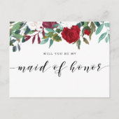 Invitation Carte Postale Les fleurs rouges de Bourgogne seront-vous ma serv (Devant)