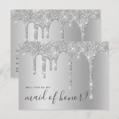 Invitation Carte Postale Les gouttes d'argent seront-tu ma servante d'honne (Devant / Derrière)