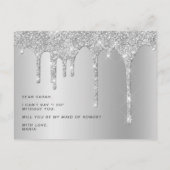 Invitation Carte Postale Les gouttes d'argent seront-tu ma servante d'honne (Dos)