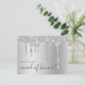Invitation Carte Postale Les gouttes d'argent seront-tu ma servante d'honne (Debout devant)