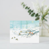 Invitation Carte Postale Les oiseaux forestiers en hiver (Debout devant)