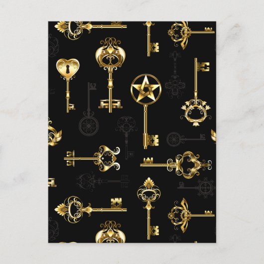 Invitation Carte Postale Les Patters de Seamless avec Golden Keys (Devant)