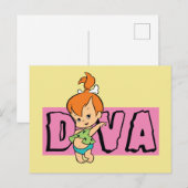 Invitation Carte Postale Les Pierrafeu | Galets - Little Diva (Devant / Derrière)