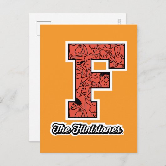 Invitation Carte Postale Les Pierrafeu | Monogramme de style collégial (Devant / Derrière)