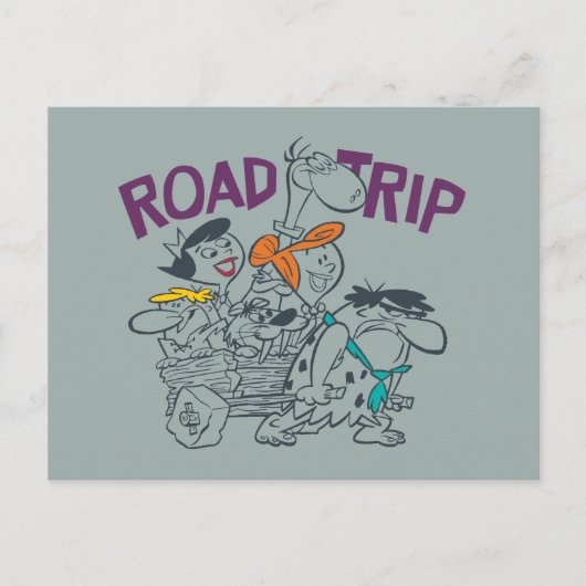 Invitation Carte Postale Les Pierrafeu | Voyage routier (Devant)