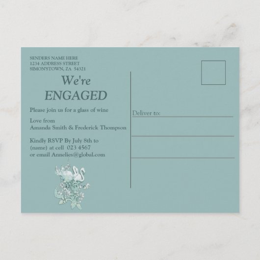 Invitation Carte Postale Les tons pastel doux de Sage Green (Dos)