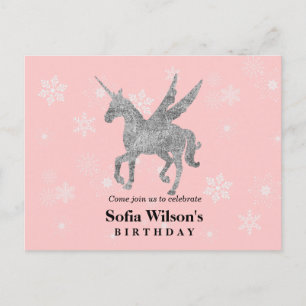 Invitation Carte Postale licorne magique, licorne argent, tendance