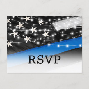Invitation Carte Postale Ligne bleue mince   Police Law Enforcement RSVP