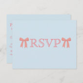Invitation Carte Postale Lignes roses RSVP sur Arrière - plan bleu (Devant / Derrière)