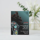 Invitation Carte Postale Lil' Witch in Pirate Skull Robe Halloween Invitati (Debout devant)