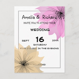 Invitation Carte Postale Lila mariage élégante fleur fleurie rose fleur d