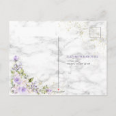 Invitation Carte Postale Lilac Lavender Marbre Or Mariage Floral RSVP (Dos)