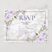 Invitation Carte Postale Lilac Lavender Marbre Or Mariage Floral RSVP (Devant)