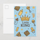 Invitation Carte Postale Little King Baby shower (Devant / Derrière)