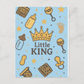 Invitation Carte Postale Little King Baby shower (Devant)