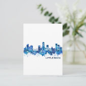 Invitation Carte Postale Little Rock Skyline Blue (Debout devant)