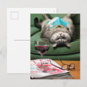 Invitation Carte Postale Livre de lecture de chats en haut (Devant / Derrière)
