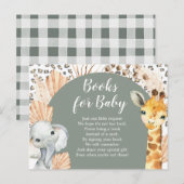 Invitation Carte Postale Livres Boho Sage Vert Safari Oh Boy Pour Bébé (Devant / Derrière)