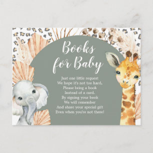 Invitation Carte Postale Livres Boho Vert Sauge Safari Oh Boy Pour Bébé