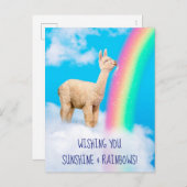Invitation Carte Postale Llama Licking Rainbow (Devant / Derrière)