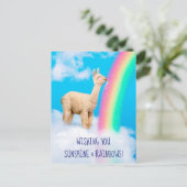 Invitation Carte Postale Llama Licking Rainbow (Debout devant)