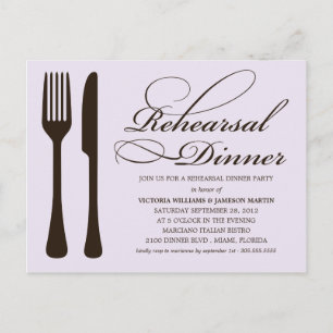 INVITATION CARTE POSTALE LOGICIEL LILAC & NOIR REHEARSAL DINNER