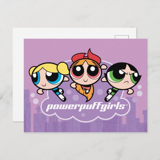 Invitation Carte Postale Logo de l'équipe de Powerpuff (Devant / Derrière)