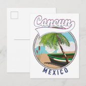 Invitation Carte Postale logo de voyage à la plage de Cancun au Mexique (Devant / Derrière)