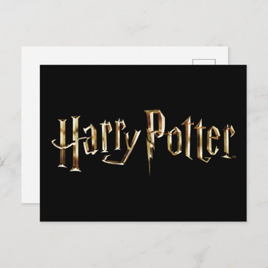 Invitation Carte Postale Logo Gold Harry Potter (Devant / Derrière)