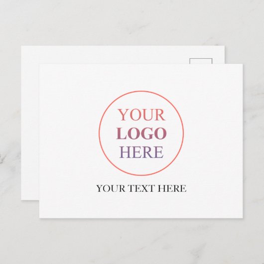 Invitation Carte Postale Logo horizontal personnalisé - Pas de commande min (Devant / Derrière)