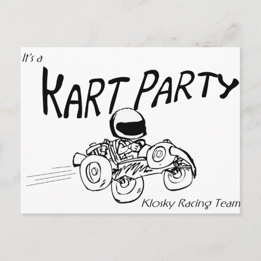 Invitation Carte Postale Logo noir Kart Party (Devant)