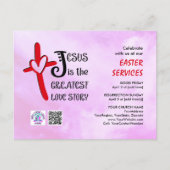 Invitation Carte Postale Logo QR Code JESUS GREATEST LOVE STORY Easter (Devant)