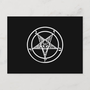 Invitation Carte Postale Logo satanique de la chèvre de Pentagram inversée 