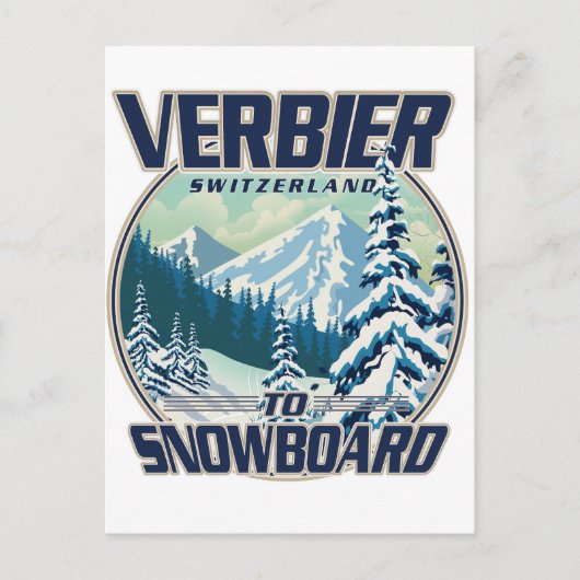 Invitation Carte Postale Logo Verbier Suisse Snowboard (Devant)