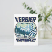 Invitation Carte Postale Logo Verbier Suisse Snowboard (Debout devant)