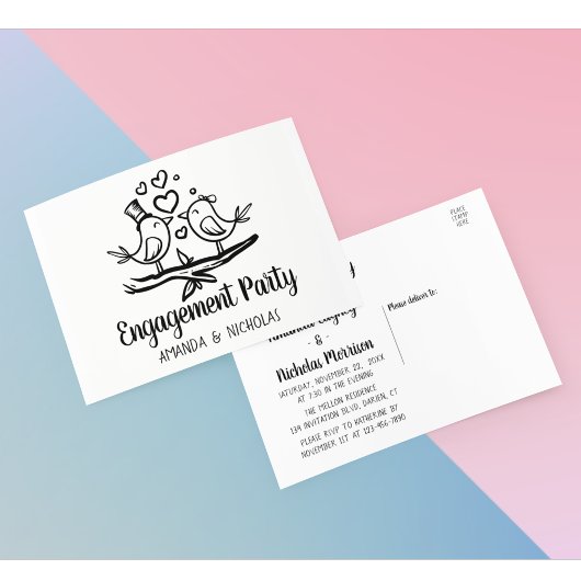 Invitation Carte Postale Loisirs Black White Mariage